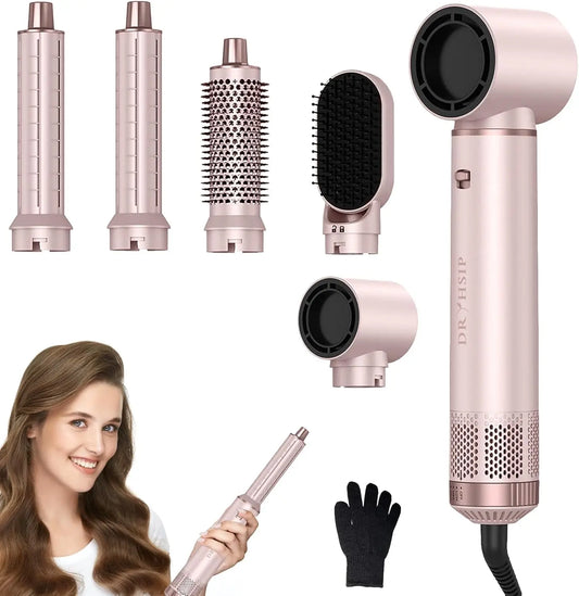 Hair Dryer 5-In-1 Electric Hair Comb Negative Ion Straight Curler Brush Blow Dryer Air Comb Hair Styling Tools Complete Set