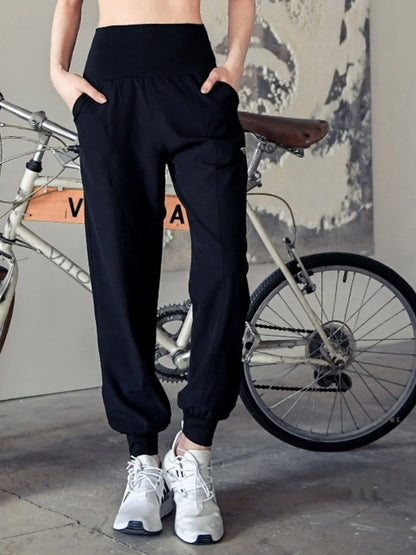 High-Waist Women's Quick-Drying Yoga Jogger Pants - All-Season Comfort with Slant Pockets, Long-Length & Stylish Sports Look for