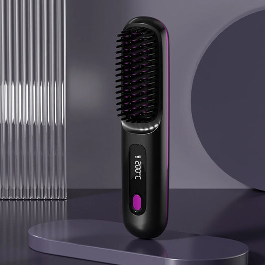 Hair Straightener Brush Household Heating Comb Straightener 3 Temp Settings Electric Brush Hot Comb for Hair Straightening
