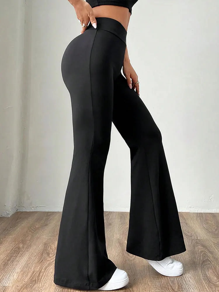 Summer New Women's Trousers Black Sexy Slim Hip-lifting Bell Bottoms Streetwear Fashion Female Versatile Pants Knitted Clothing