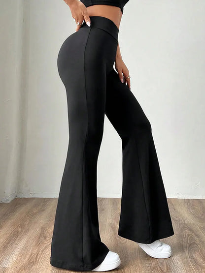 Summer New Women's Trousers Black Sexy Slim Hip-lifting Bell Bottoms Streetwear Fashion Female Versatile Pants Knitted Clothing