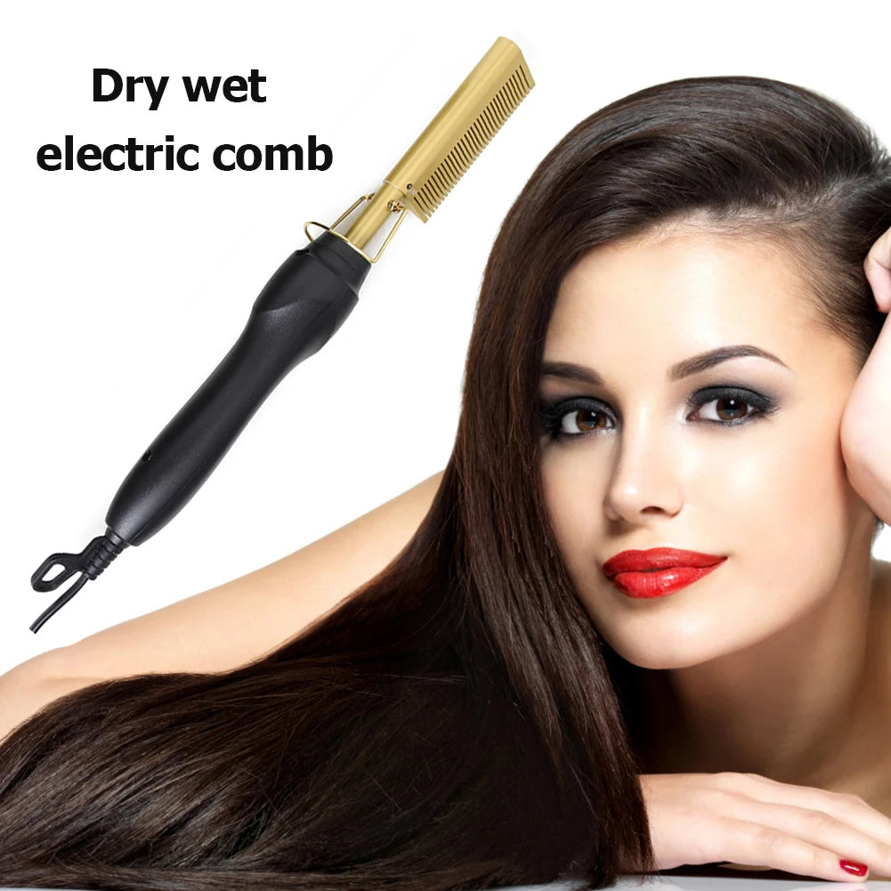 Electric Hot Comb Hair Straightener High Temperature Adjustable Temperature Iron Comb Straighten Or Curl Hair Ceramic Press Comb