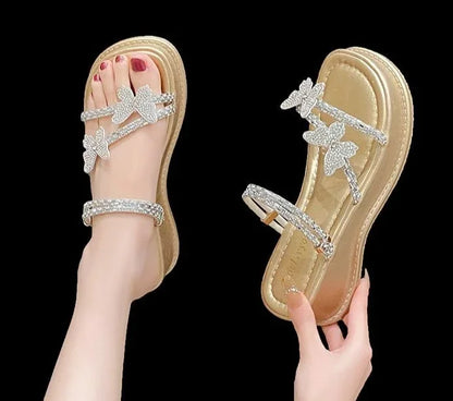 Butterfly Platform Sandals for Women Low Price Summer 2025 Comfortable Woman Shoes The Best Trend New Breathable Fashion Korea