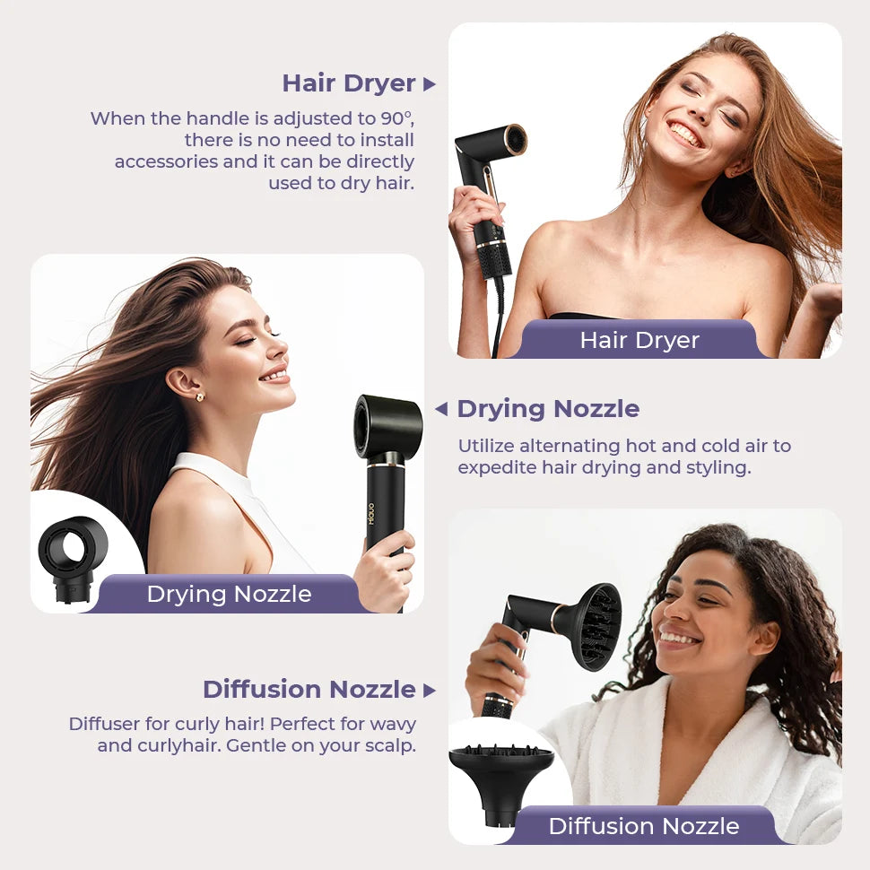 6-in-1 Multifunctional Hot Air Comb, Interchangeable Brush Head, Negative Ion Hair Dryer Brush and Styler, 110,000 Inorganic Electric Brush with High Speed, Frizzless Hot Air Quick Drying, Professional Air Styling Comb, Hair