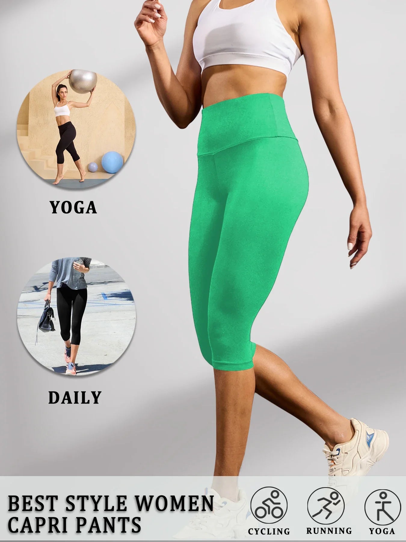 Women's High Waisted Capri Pants Super Soft No See Through Workout Yoga Running Athletic push up gym fitness Leggings