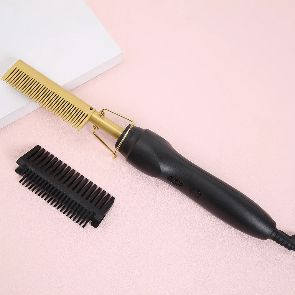 Electric Hot Comb Hair Straightener High Temperature Adjustable Temperature Iron Comb Straighten Or Curl Hair Ceramic Press Comb