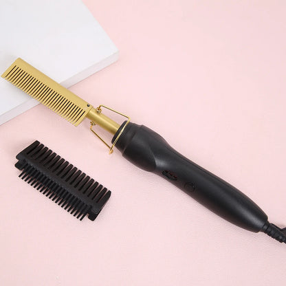 Electric Hot Comb Hair Straightener High Temperature Adjustable Temperature Iron Comb Straighten Or Curl Hair Ceramic Press Comb