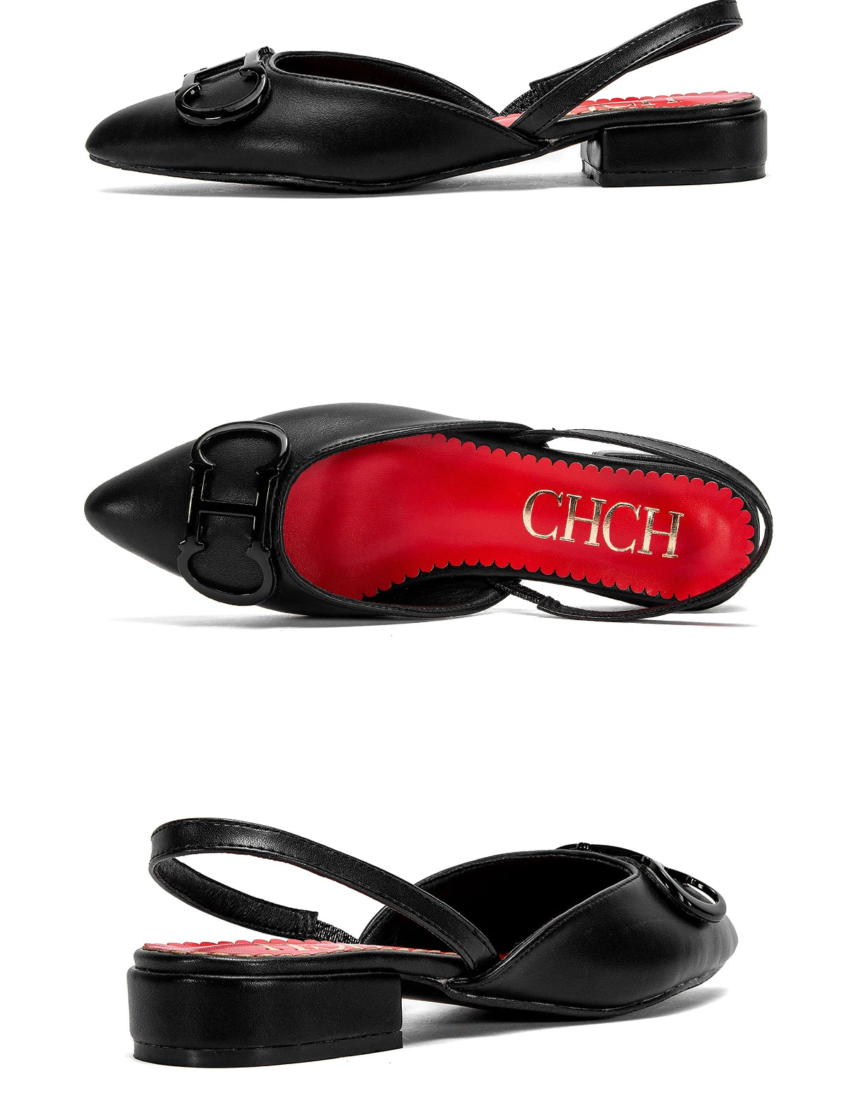 CHCH Women's Sandals 2024 New Black Pointed Flat bottomed loafers Simple Black Business Women's Shoes