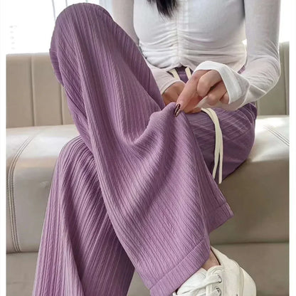 2025 Summer Puff Cloud Pants Comfortable Women High Waist Draped Straight Casual Pants Cloud Puff Wide Leg Running Pants