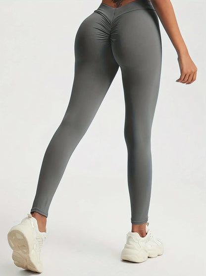 Woman Back V Waist Wrinkled Hip Sexy Yoga Leggings Casual Fitness Workout Gym Running Leggings Low Waist Active Wear Pants