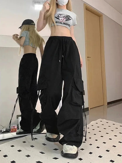 American Vintage High-Waisted Straight-Leg Wide-Leg Pants Casual Loose-Fit Design Sensibility For Women Summer 2024