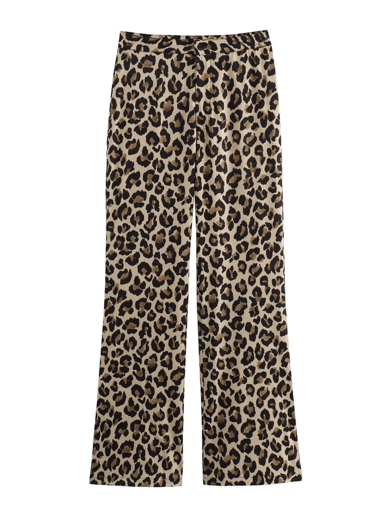 TRAF Women's Trousers Leopard Print Pants For Women Vintage High Waist Baggy Wide Pants Woman Streetwear Straight Long Pants