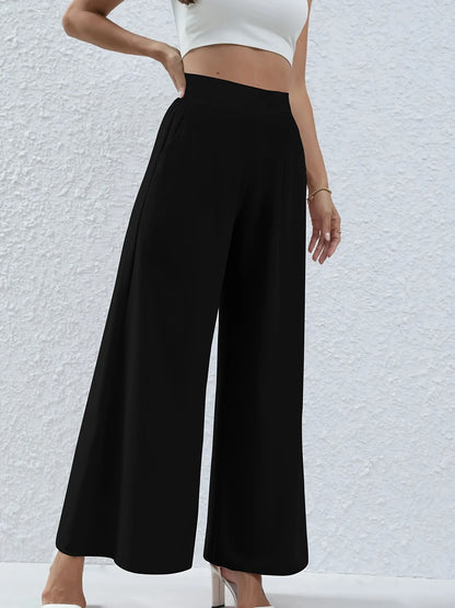 Women's summer 2024 new plus-size knitted fabric elegant temperament wide-legged casual pants