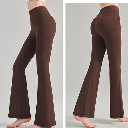 Naked Yoga Micro Flared Pants for Women High Waisted Tight Fitting Pilates Hip Lifting Slimming Fitness Pants for Outdoor Wear