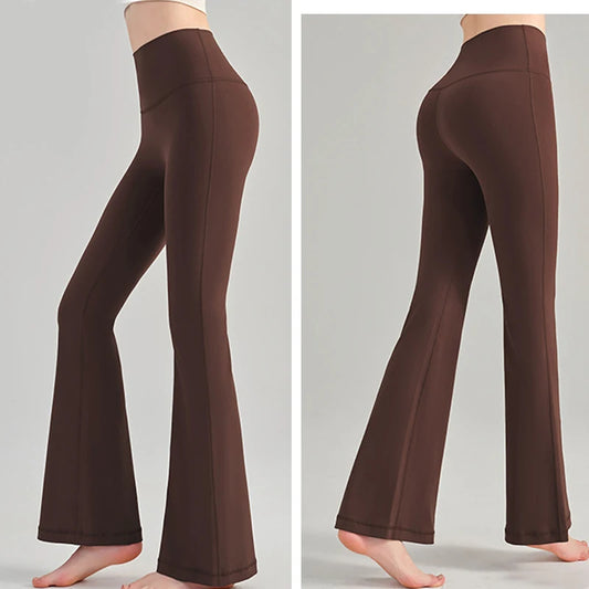 Naked Yoga Micro Flared Pants for Women High Waisted Tight Fitting Pilates Hip Lifting Slimming Fitness Pants for Outdoor Wear