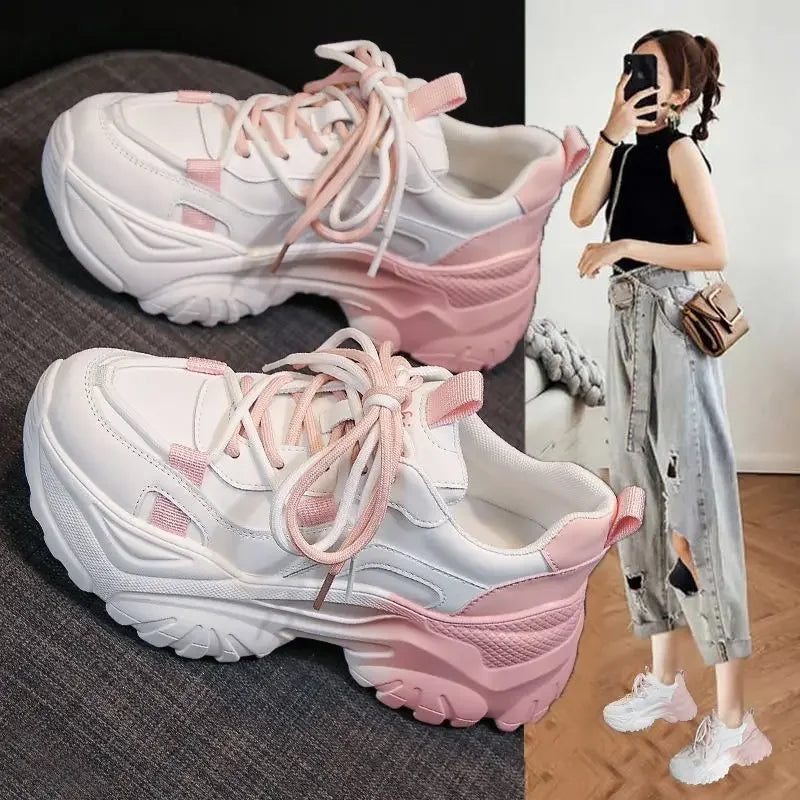 Original High on Platform Lace Up Shoes for Women 2025 New Korean Stylish Deals Aesthetic Daily Routine Trends 39 Woman Footwear