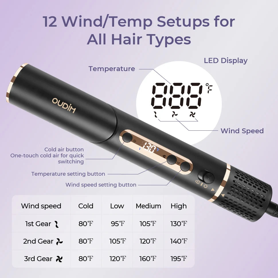 6-in-1 Multifunctional Hot Air Comb, Interchangeable Brush Head, Negative Ion Hair Dryer Brush and Styler, 110,000 Inorganic Electric Brush with High Speed, Frizzless Hot Air Quick Drying, Professional Air Styling Comb, Hair
