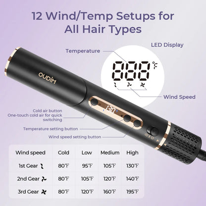 6-in-1 Multifunctional Hot Air Comb, Interchangeable Brush Head, Negative Ion Hair Dryer Brush and Styler, 110,000 Inorganic Electric Brush with High Speed, Frizzless Hot Air Quick Drying, Professional Air Styling Comb, Hair