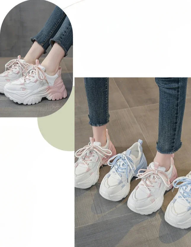 Original High on Platform Lace Up Shoes for Women 2025 New Korean Stylish Deals Aesthetic Daily Routine Trends 39 Woman Footwear