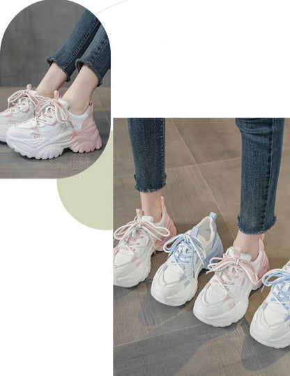 Original High on Platform Lace Up Shoes for Women 2025 New Korean Stylish Deals Aesthetic Daily Routine Trends 39 Woman Footwear