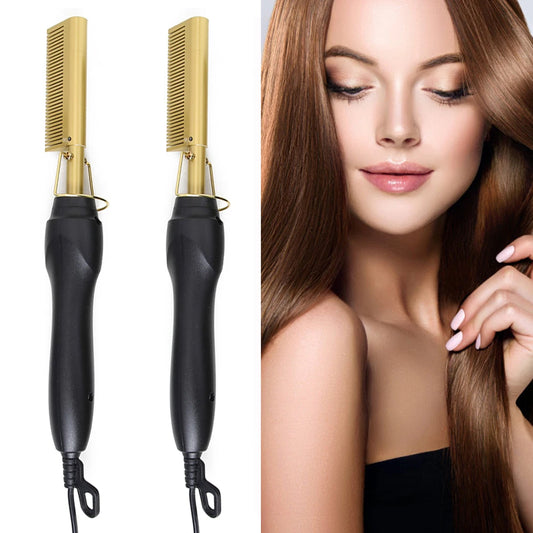 Electric Hot Comb Hair Straightener High Temperature Adjustable Temperature Iron Comb Straighten Or Curl Hair Ceramic Press Comb
