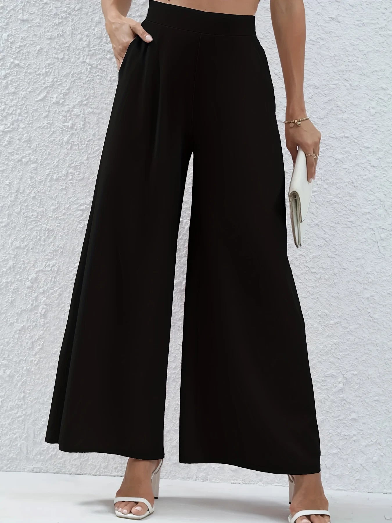 Women's summer 2024 new plus-size knitted fabric elegant temperament wide-legged casual pants