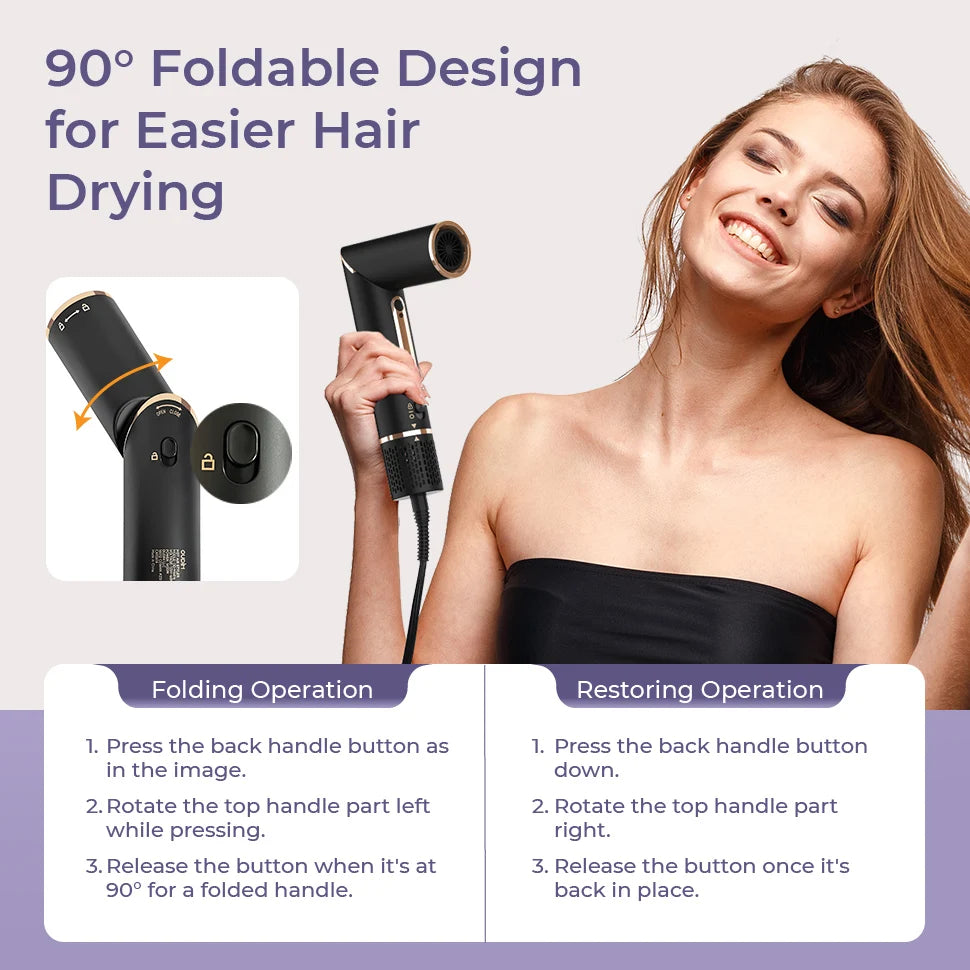 6-in-1 Multifunctional Hot Air Comb, Interchangeable Brush Head, Negative Ion Hair Dryer Brush and Styler, 110,000 Inorganic Electric Brush with High Speed, Frizzless Hot Air Quick Drying, Professional Air Styling Comb, Hair
