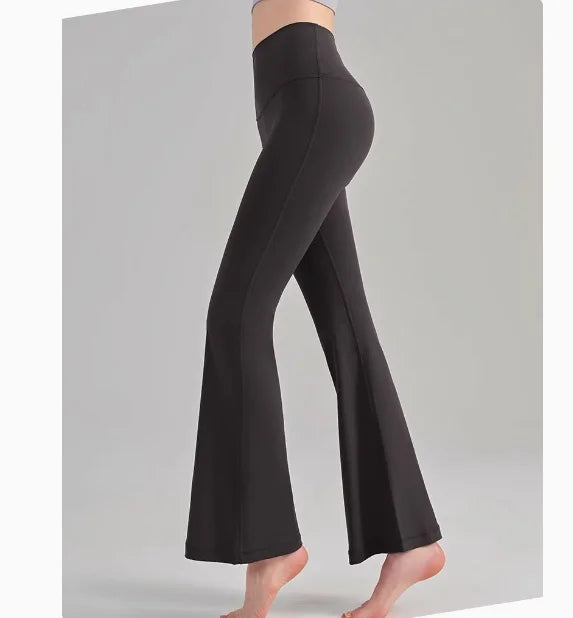 Naked Yoga Micro Flared Pants for Women High Waisted Tight Fitting Pilates Hip Lifting Slimming Fitness Pants for Outdoor Wear