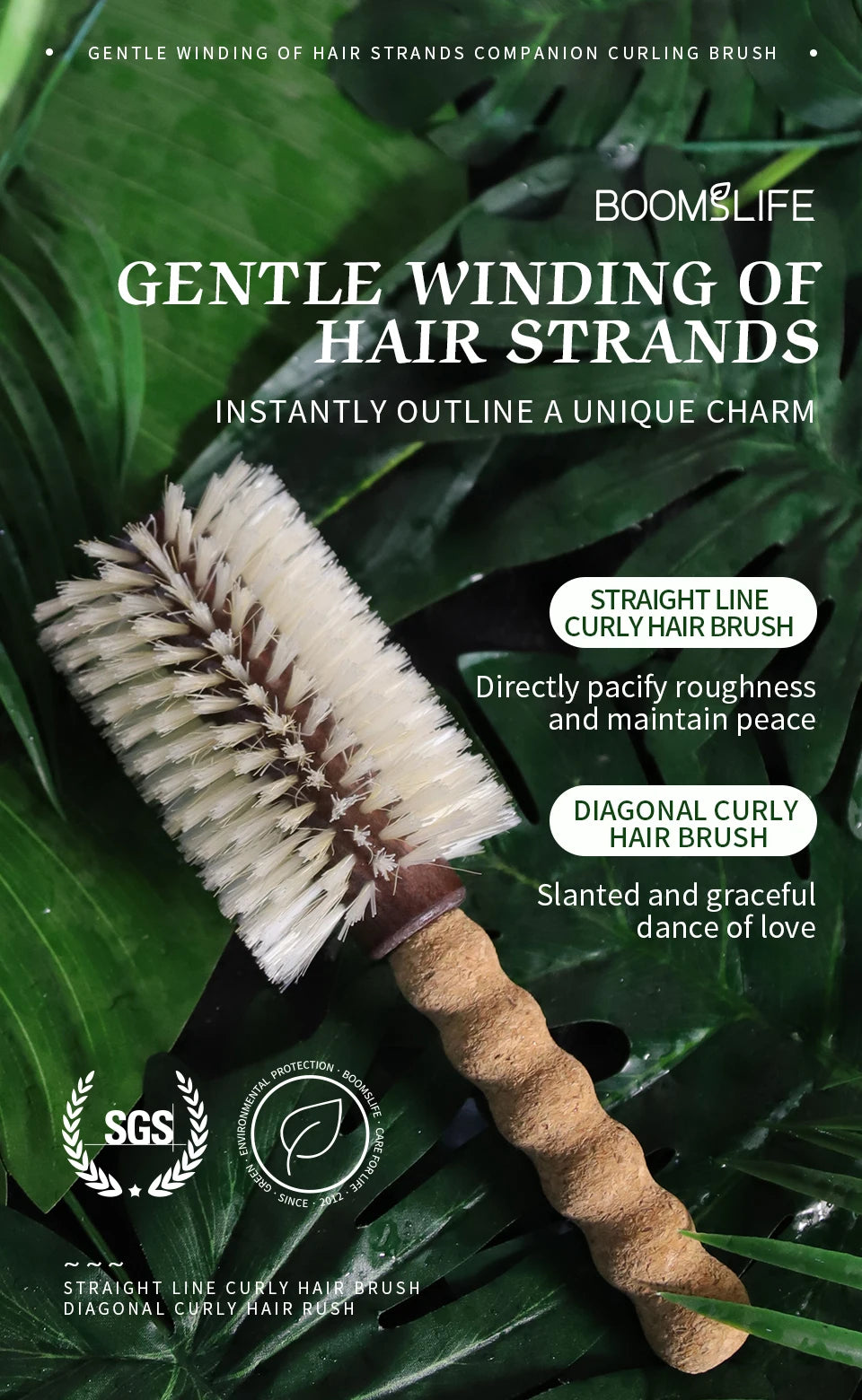 Personalized Name Boar Bristle Roller Hair Brush Cork handle Women Round Rolling Brush Barrel Curling Straight Twill Hair Comb