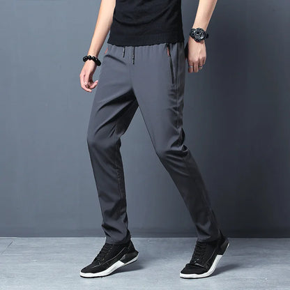 Summer men's ice silk quick drying casual pants slim fit Korean version ice silk pants sports pants straight tube quick drying