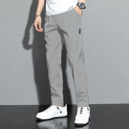 Summer men's ice silk quick drying casual pants slim fit Korean version ice silk pants sports pants straight tube quick drying