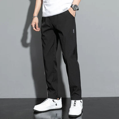 Men's Casual Pants Stretch Slim Fit Elastic Waist Jogger Korean Classic Blue Black Gray Male Brand Trousers Plus Size 4XL 5XL