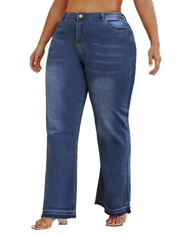 In-Stock New Fashion European Style Ebay Plus Size Women's Jeans Shengsheng Brand High Waist Slim Fit Denim Trousers