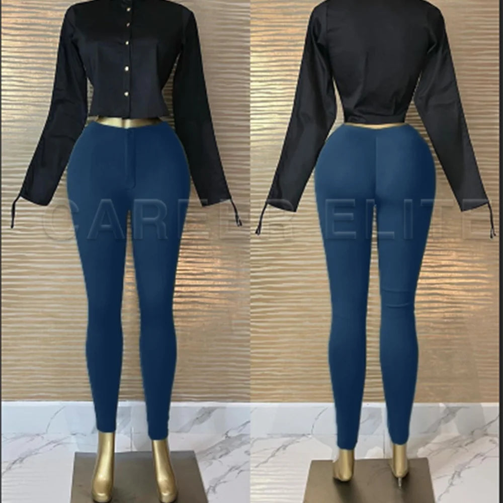 New Leggings Pants for Women High Waisted Skinny Pants Slim Fit Stretchy Fashion Length Trousers Hip Lifter Sexy Charming Curves