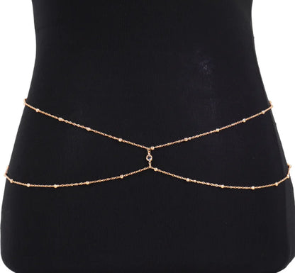 Clear Rhinestone Beaded Belly Chains For Women Gold Silver Color Metal Beach Bikini Link Chains Waist Body Jewelry Accessory