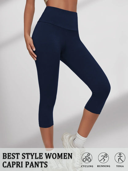 Women's High Waisted Capri Pants Super Soft No See Through Workout Yoga Running Athletic push up gym fitness Leggings
