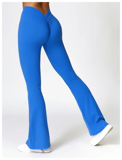 V-shaped Hip Yoga Pants Flare Leggings Women High Waist Wide Leg Pants Women Gym Fitness Sports Flared Pant Dance Trousers