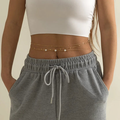 New Double-layer Rhinestone Tassel Waist Chain Women's Beach Fashion Crystal Body Chain Waist Accessory 2025 Bikini Accessories