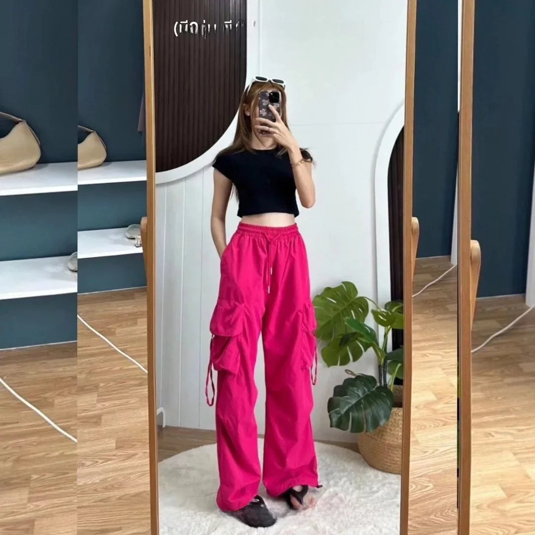 American Vintage High-Waisted Straight-Leg Wide-Leg Pants Casual Loose-Fit Design Sensibility For Women Summer 2024