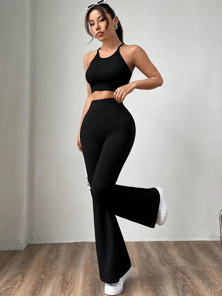 Summer New Women's Trousers Black Sexy Slim Hip-lifting Bell Bottoms Streetwear Fashion Female Versatile Pants Knitted Clothing