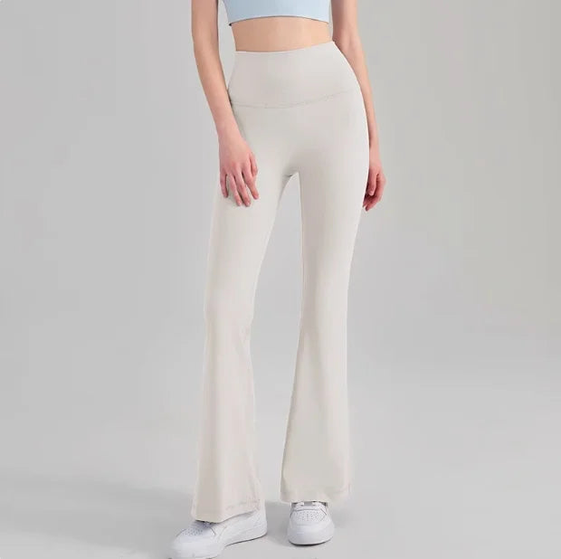 Naked Yoga Micro Flared Pants for Women High Waisted Tight Fitting Pilates Hip Lifting Slimming Fitness Pants for Outdoor Wear