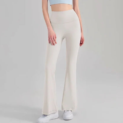 Naked Yoga Micro Flared Pants for Women High Waisted Tight Fitting Pilates Hip Lifting Slimming Fitness Pants for Outdoor Wear