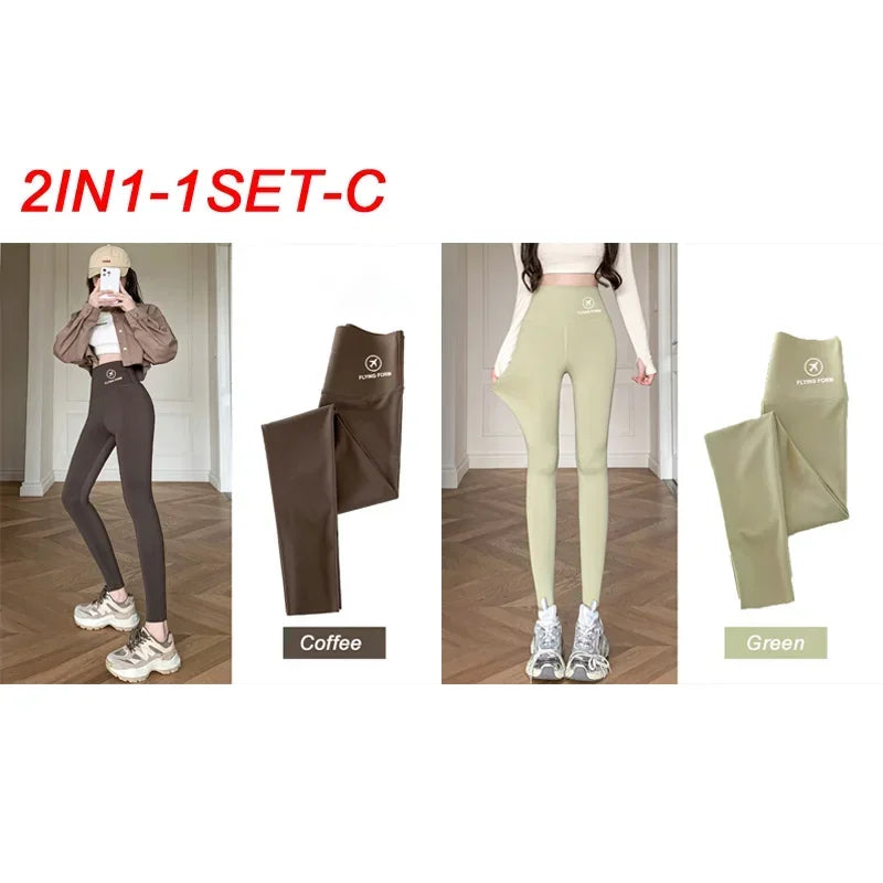 M-XL Shark pants women wear spring  autumn winter thin high-waisted belly lift hip yoga Barbie tights small feet black leggings