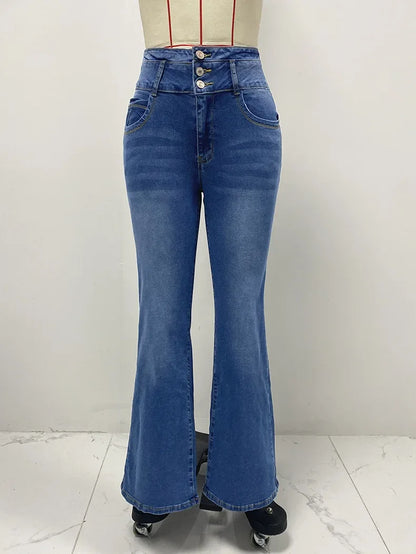 Spring 2025 Sexy Slimming Women's Elastic Jeans Butt Lifting High Waist Denim Pants Fashionable Trendy Female Clothing