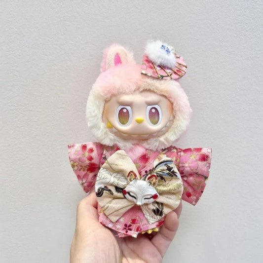 Labubu Doll Outfit Big Into Energy Style 15cm V3 Traditional Kimono Clothes Set for Ropa Labubu