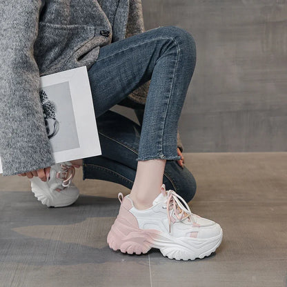 Original High on Platform Lace Up Shoes for Women 2025 New Korean Stylish Deals Aesthetic Daily Routine Trends 39 Woman Footwear