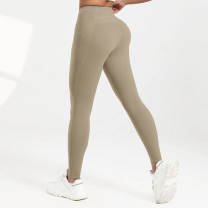Women Solid Color High Waist Leggings with Pockets ,All-Season Casual Sports Running, Workout, and Fitness Yoga Pants