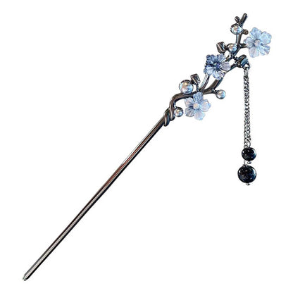 Elegant Flower Hair Sticks Forks Alloy Hair Clips Beads Chain Pendant Headpieces Women Retro Chinese Hair Jewelry Accessories