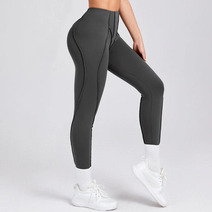 Women Nude Straps Yoga Pants Squat Proof Workout High Waist Leggings Fitness Pant Female Active Wear Legging