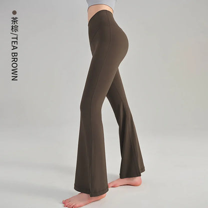 Naked Yoga Micro Flared Pants for Women High Waisted Tight Fitting Pilates Hip Lifting Slimming Fitness Pants for Outdoor Wear